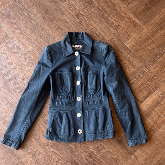 Jean Paul Gaultier Vintage Military Jacket With Pleats Sz 8 - Picture 1 of 3